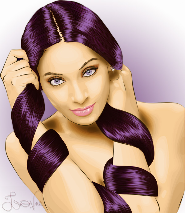 black hair with purple highlights. cards dark purple hair dye