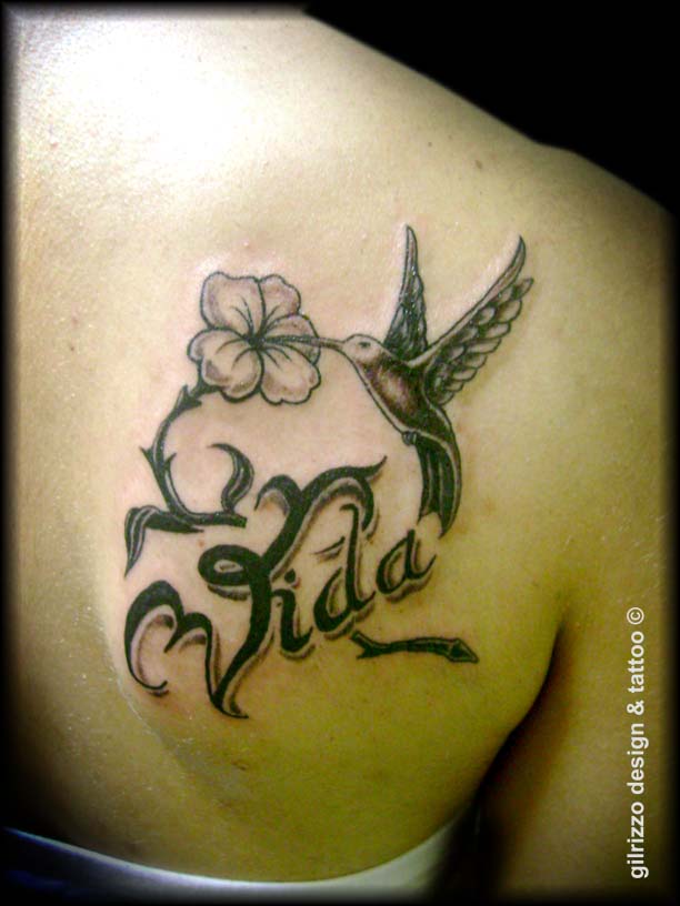 Hummingbird and Flower Tattoo Pictures-2